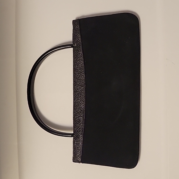 Vintage Miller Black Velvet Clutch with Faux? Leather and Lucite Handle - Picture 11 of 11